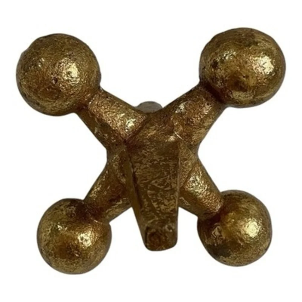 Vintage Gold Cast Iron Jack Jax Sculpture Bookend Doorstop MCM Decor 6.5